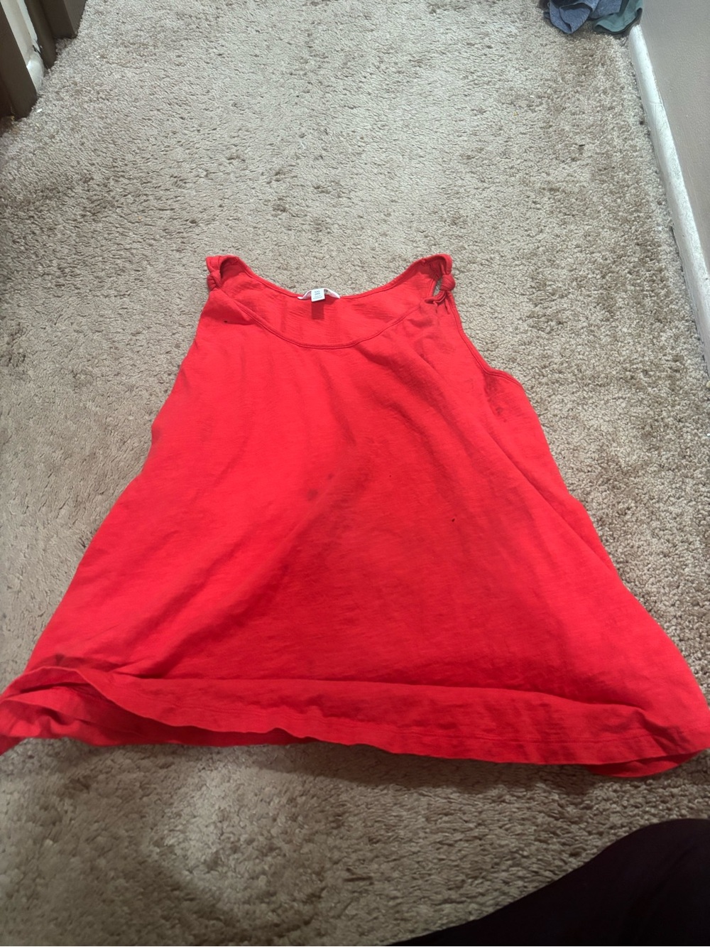 Red Sleeveless Linen Blend Tank Top